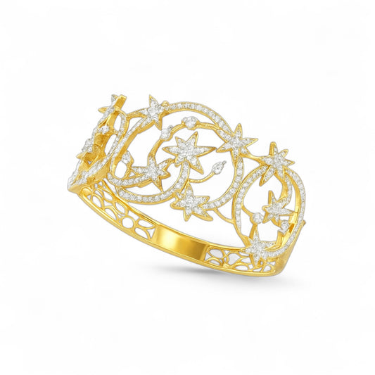Celestial Star & Moon Diamond Bangle