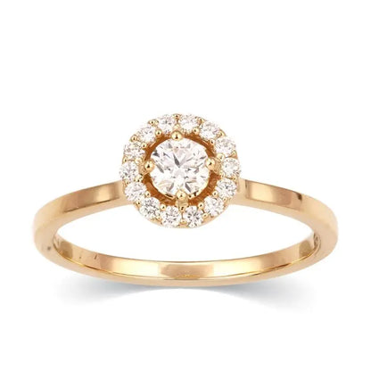 White Halo 0.6CT round solitaire pave band ring