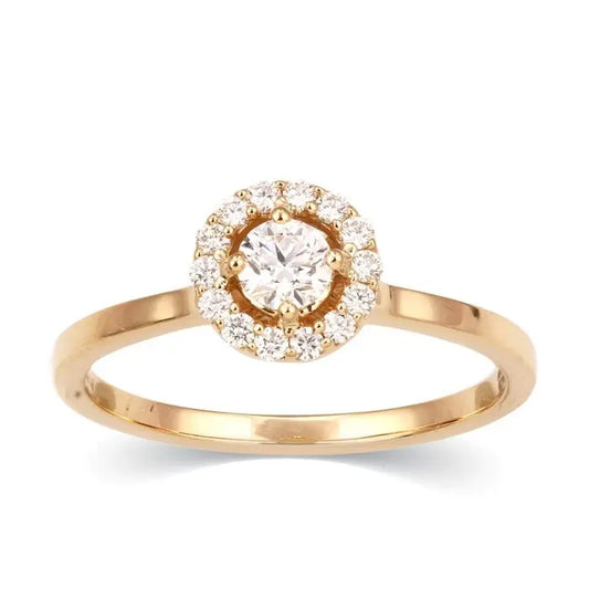 White Halo 0.6CT round solitaire pave band ring