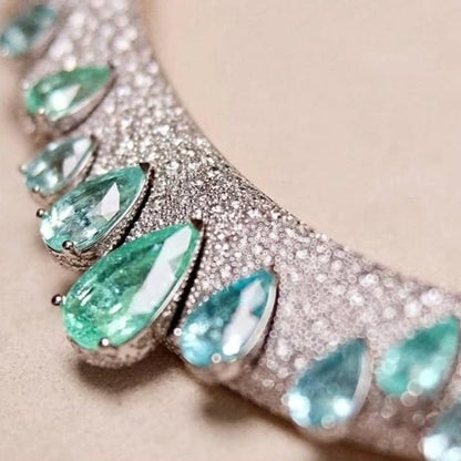 Aqua Diamond Drop Earrings