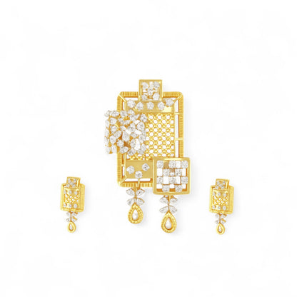 Statement Geometric Diamond Pendant Set