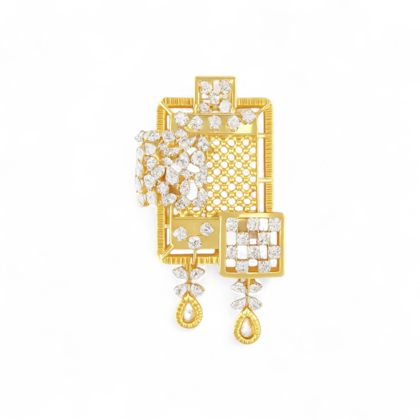 Statement Geometric Diamond Pendant Set