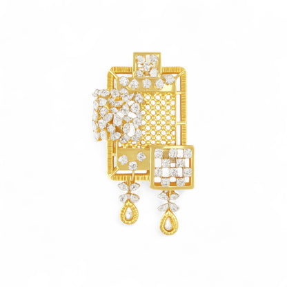 Statement Geometric Diamond Pendant Set