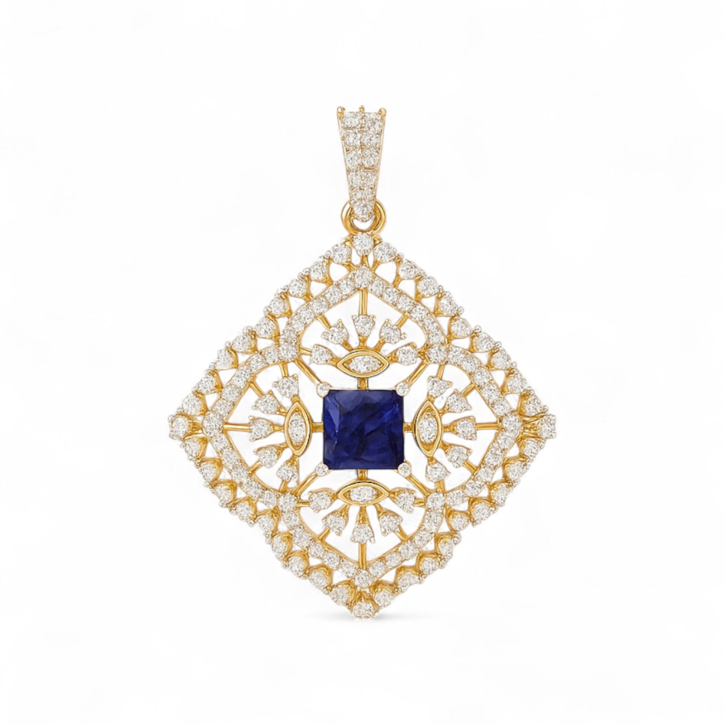 Regal Blue Sapphire & Diamond Pendant
