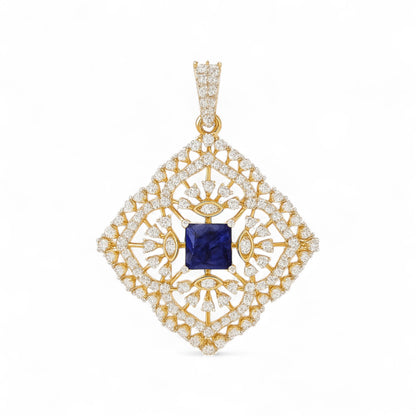 Regal Blue Sapphire & Diamond Pendant