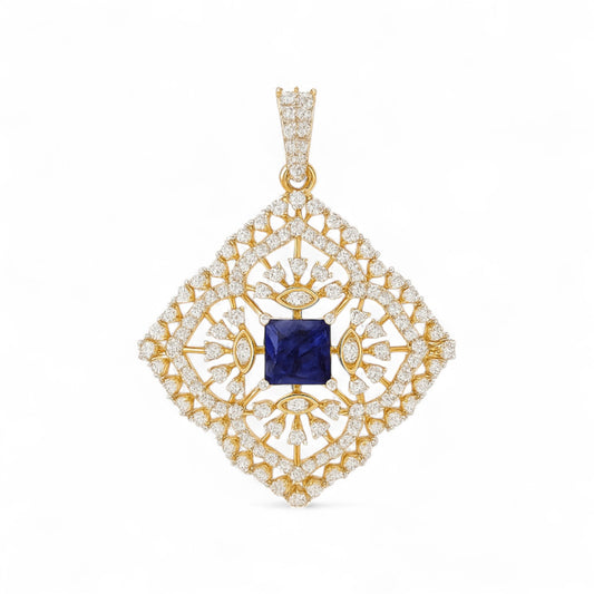 Regal Blue Sapphire & Diamond Pendant