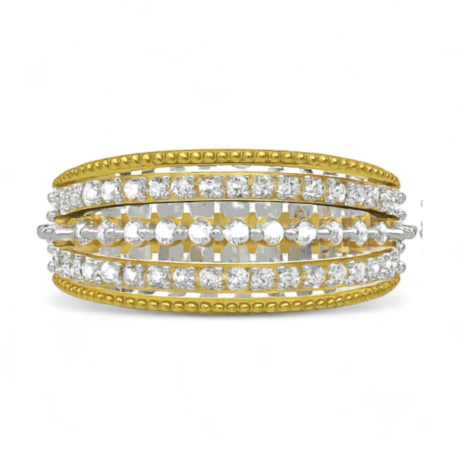 Dual Row Diamond Band Ring – TATHYAA