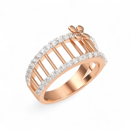 Rose Gold Blossom Diamond Ring