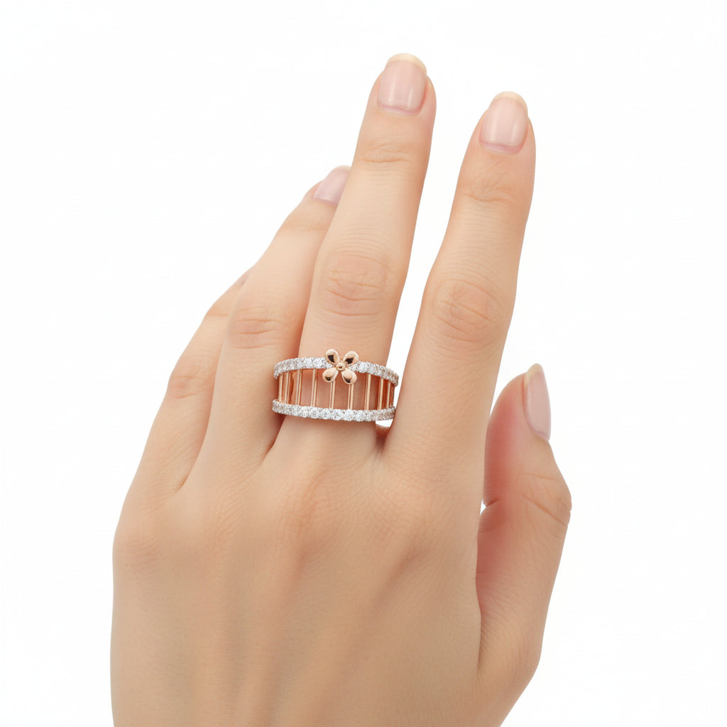 Rose Gold Blossom Diamond Ring