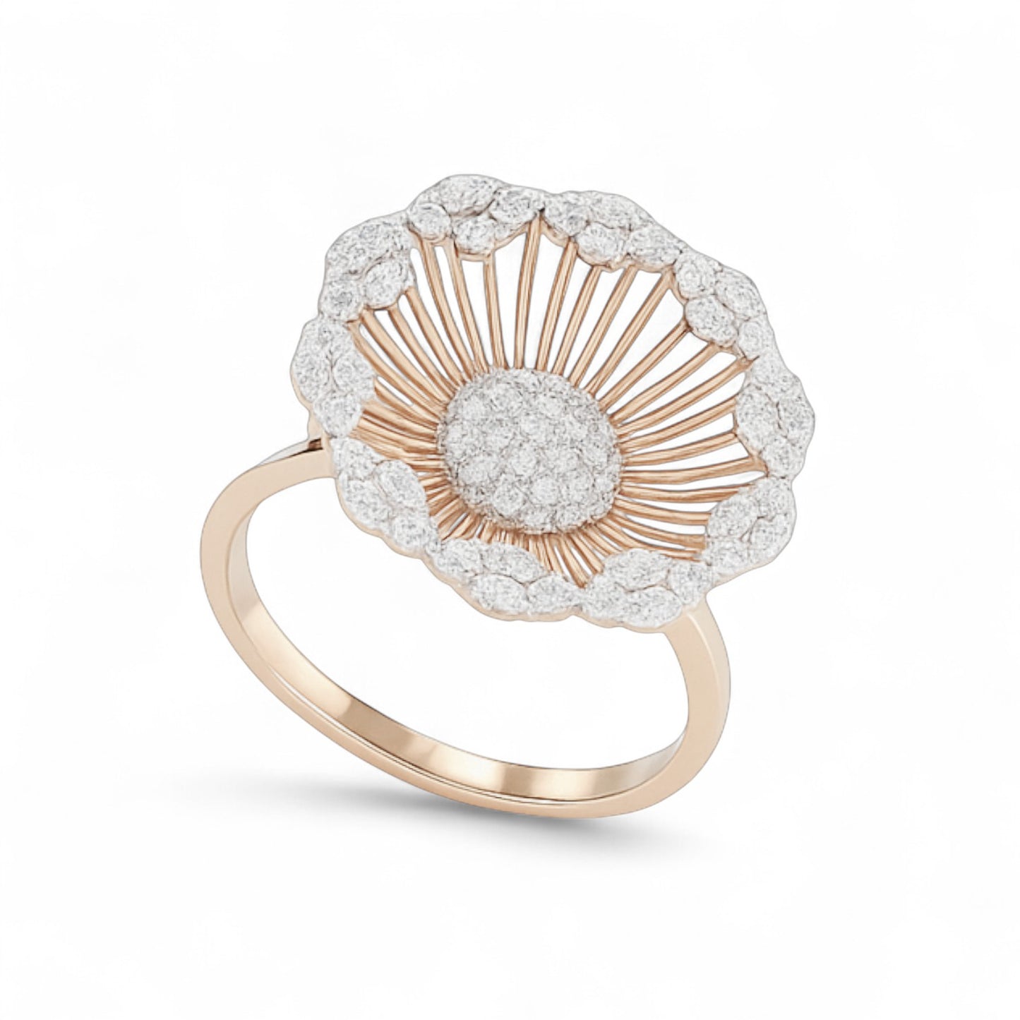 Radiant Floral Diamond Cluster Ring