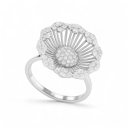 Radiant Floral Diamond Cluster Ring