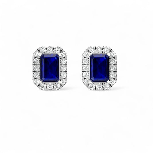 Blue Halo Elegance Diamond Stud Earrings