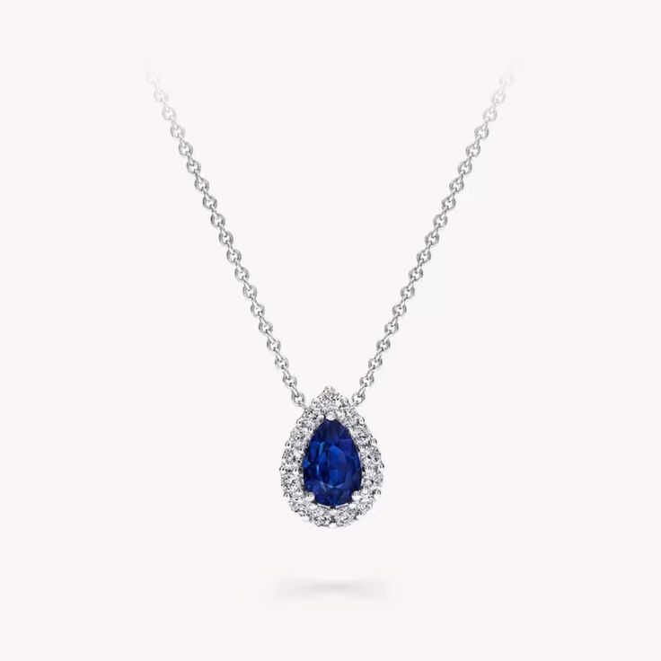 Blue Pear Stone Diamond Pendant