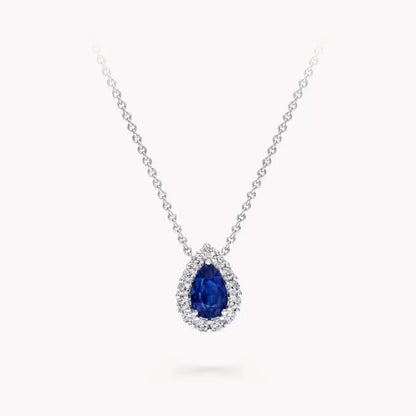 Blue Pear Stone Diamond Pendant