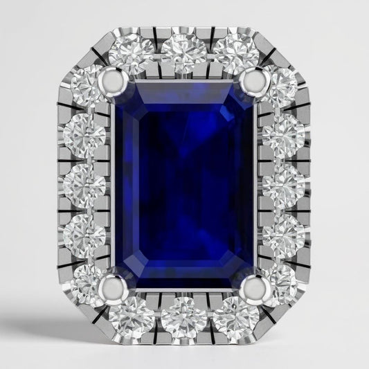 Blue Halo Elegance Diamond Stud Earrings