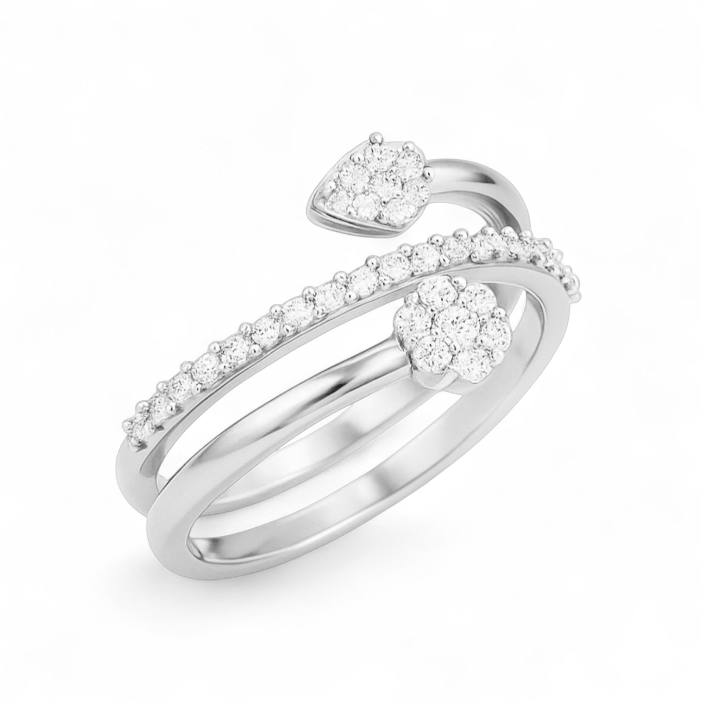 Dual Head Floral Wrap Ring