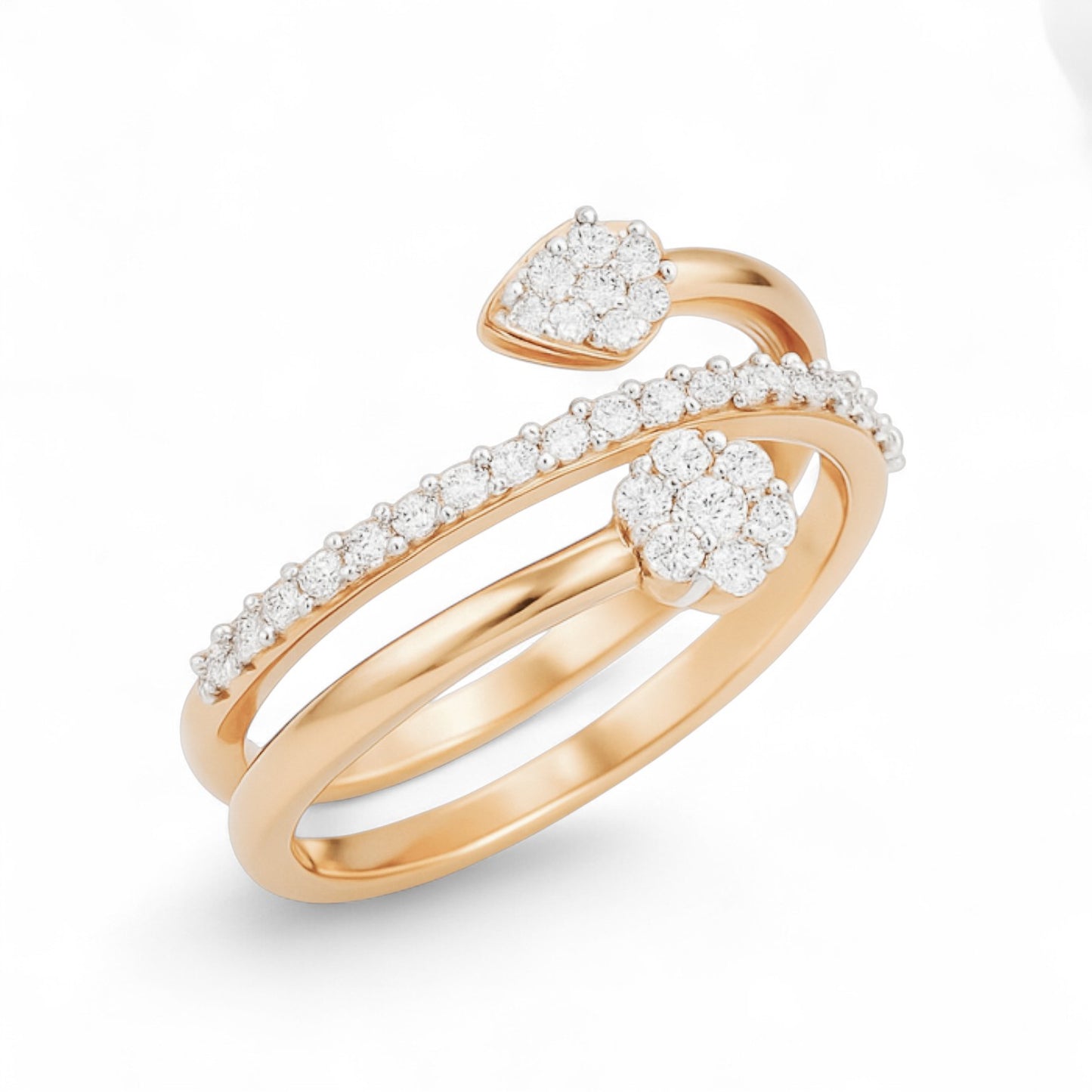 Dual Head Floral Wrap Ring