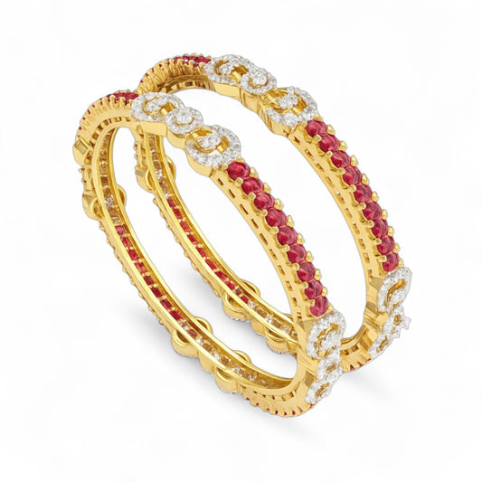 Twin Bow Ruby Diamond Bangle