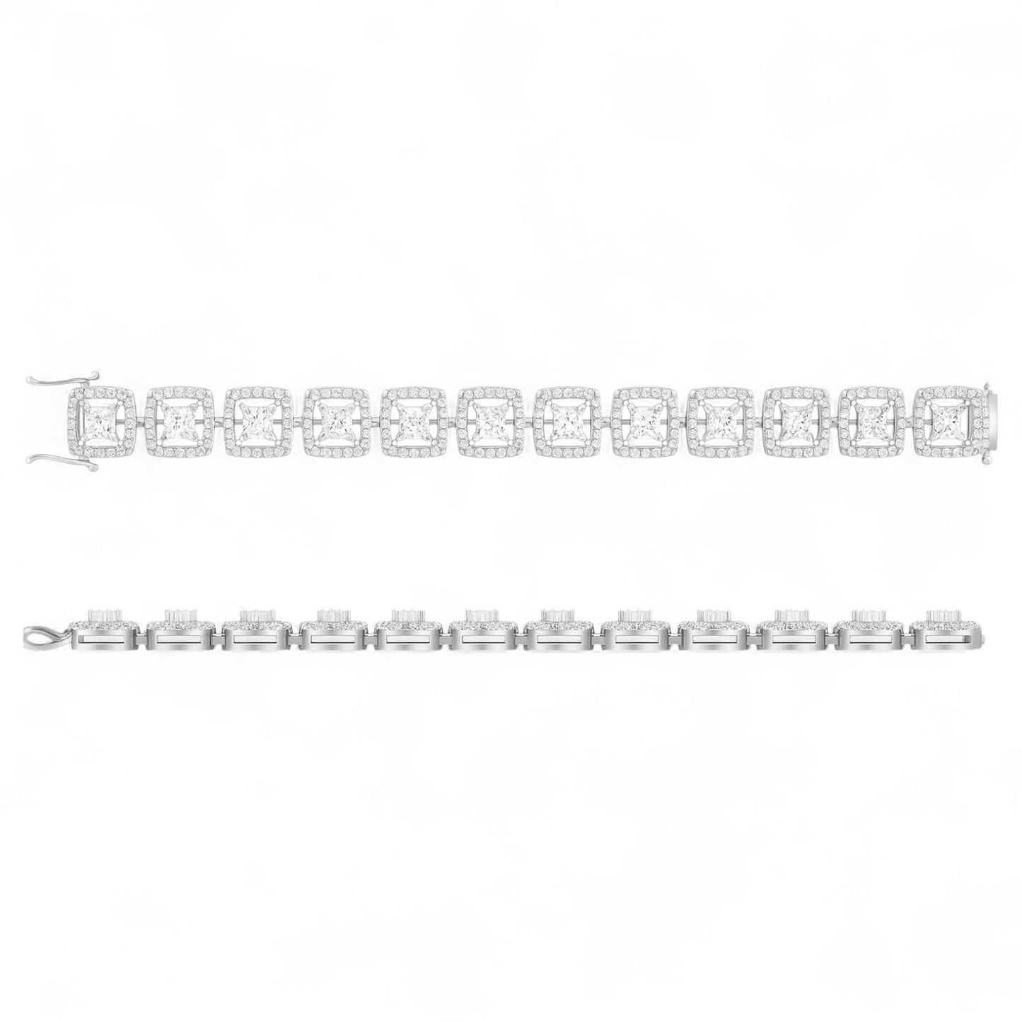 Radiant Square Link Diamond Chain Bracelet