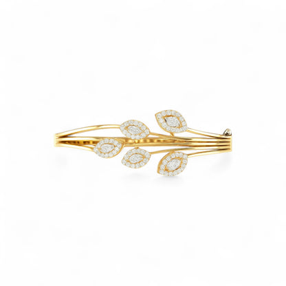 Marquise Leaf Diamond Open Bracelet