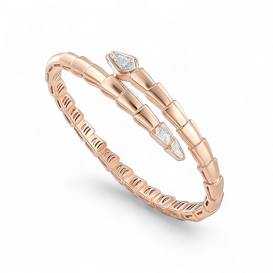 Modern Snake Inspired Rose Gold Diamond Bracelet