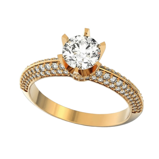 Solitaire Diamond Ring with Pave Setting