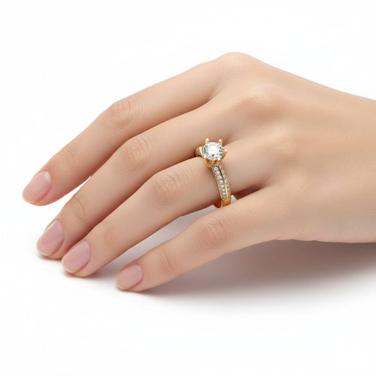 Solitaire Diamond Ring with Pave Setting