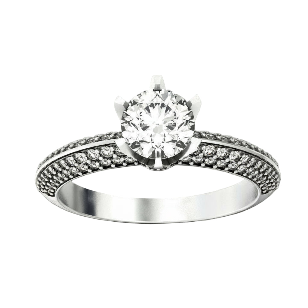 Solitaire Diamond Ring with Pave Setting