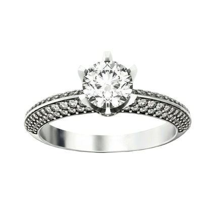 Solitaire Diamond Ring with Pave Setting