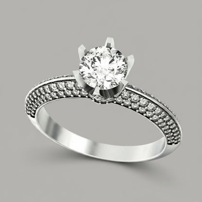 Solitaire Diamond Ring with Pave Setting