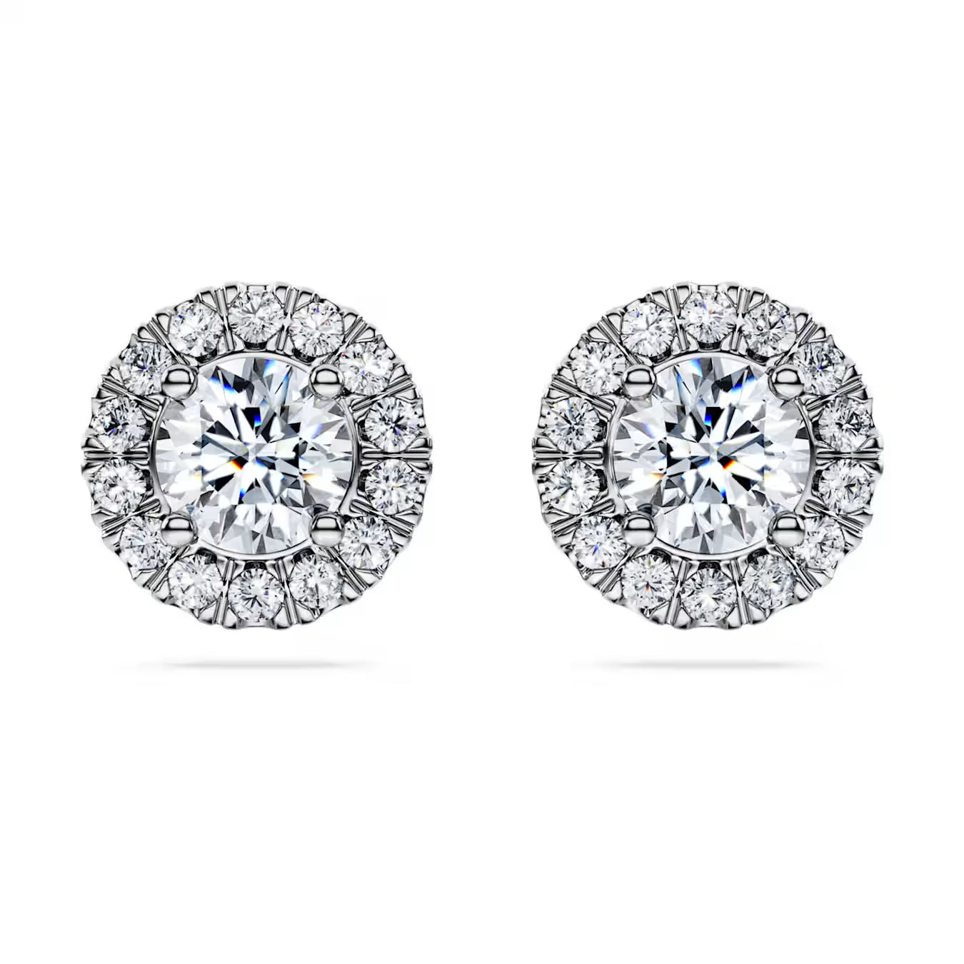 Stylish Halo Round Diamond Stud Earrings