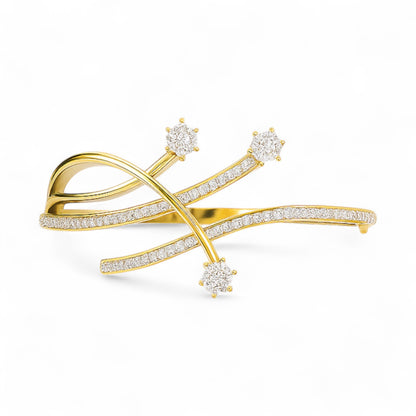 Starry Diamond Cluster Gold and Silver Bracelet