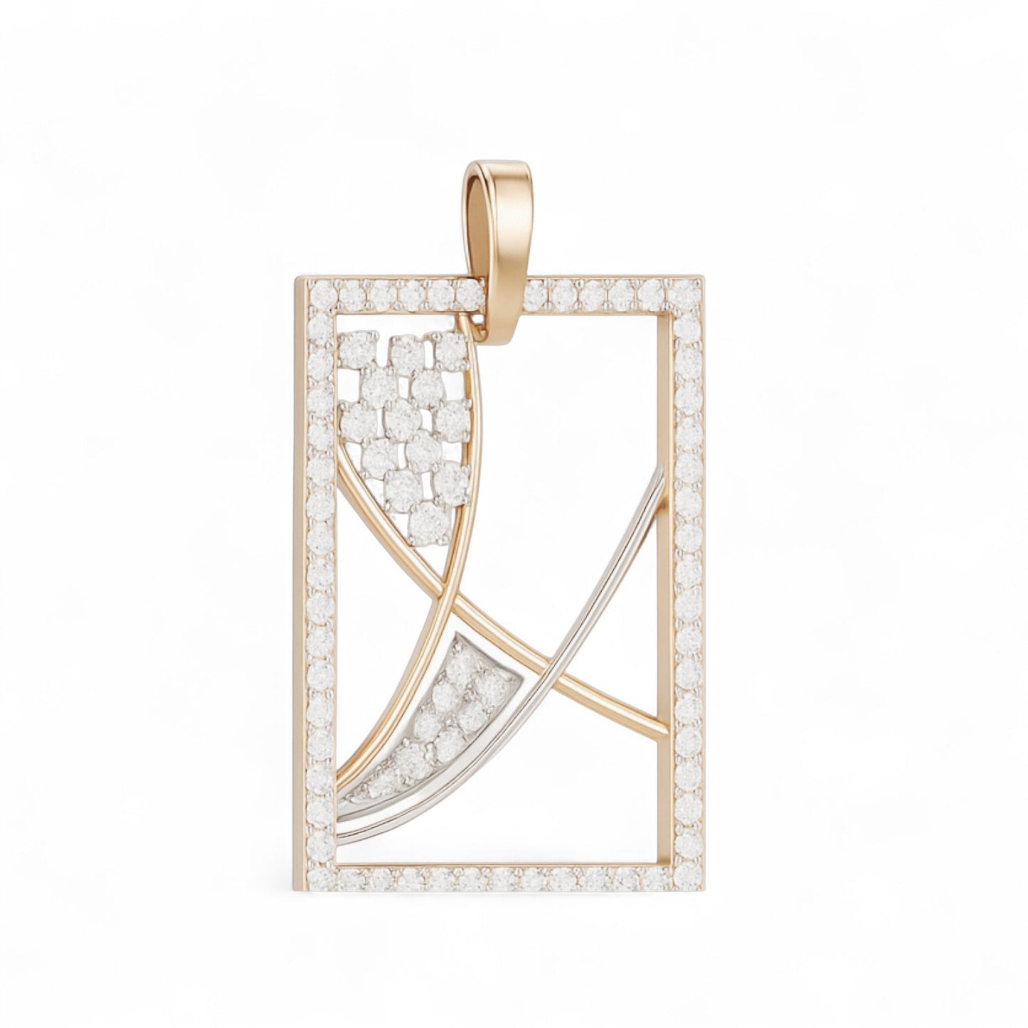 Modern Geometric Diamond Frame Pendant