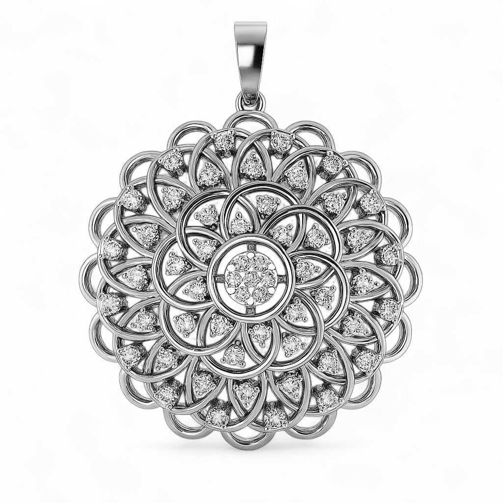 Royal Floral Cluster Diamond Pendant