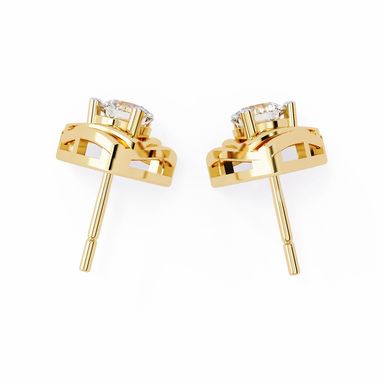 Trillion Style Round Diamond Stud Earrings