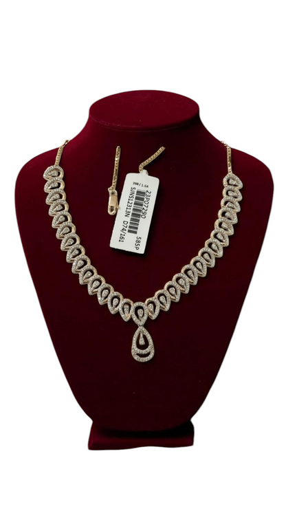 Elegant Peardrop Gold Diamond Necklace For Women - Bridal Jewelry