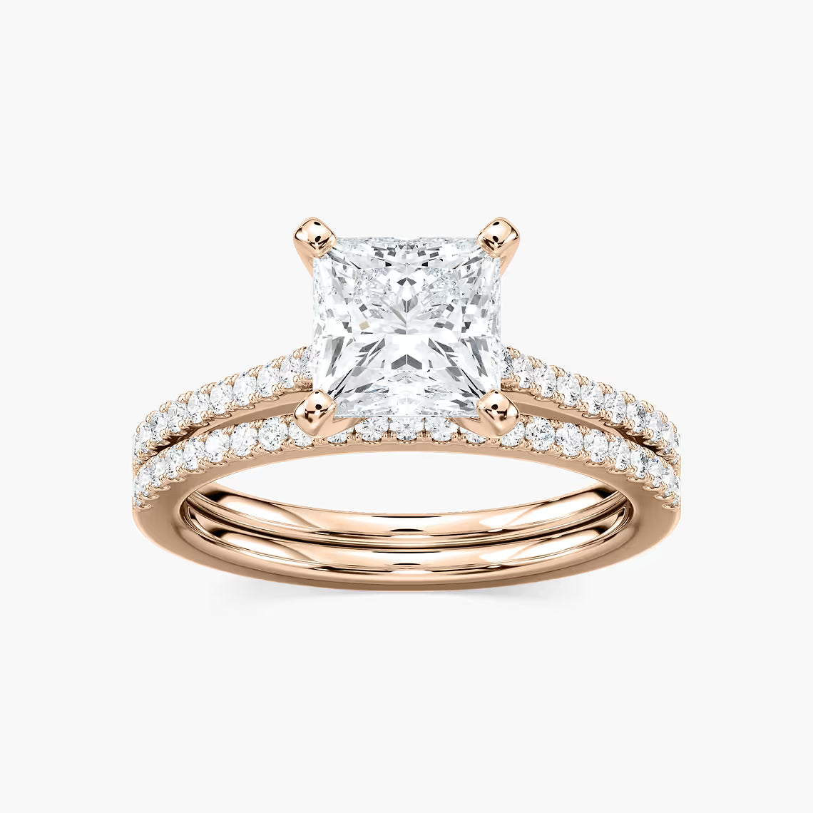 2Carat Princess Cut Solitaire stack ring