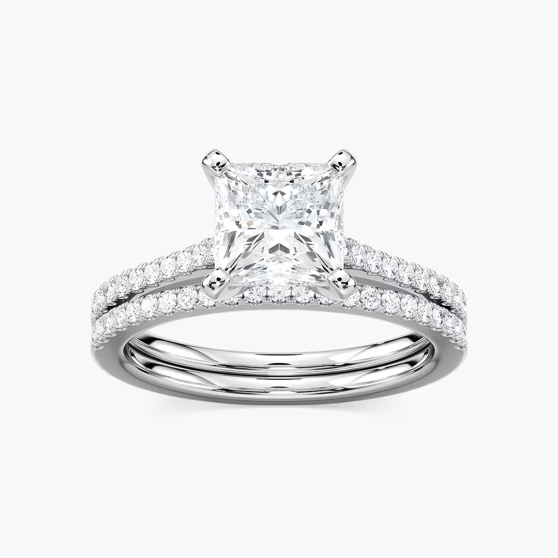 2Carat Princess Cut Solitaire stack ring