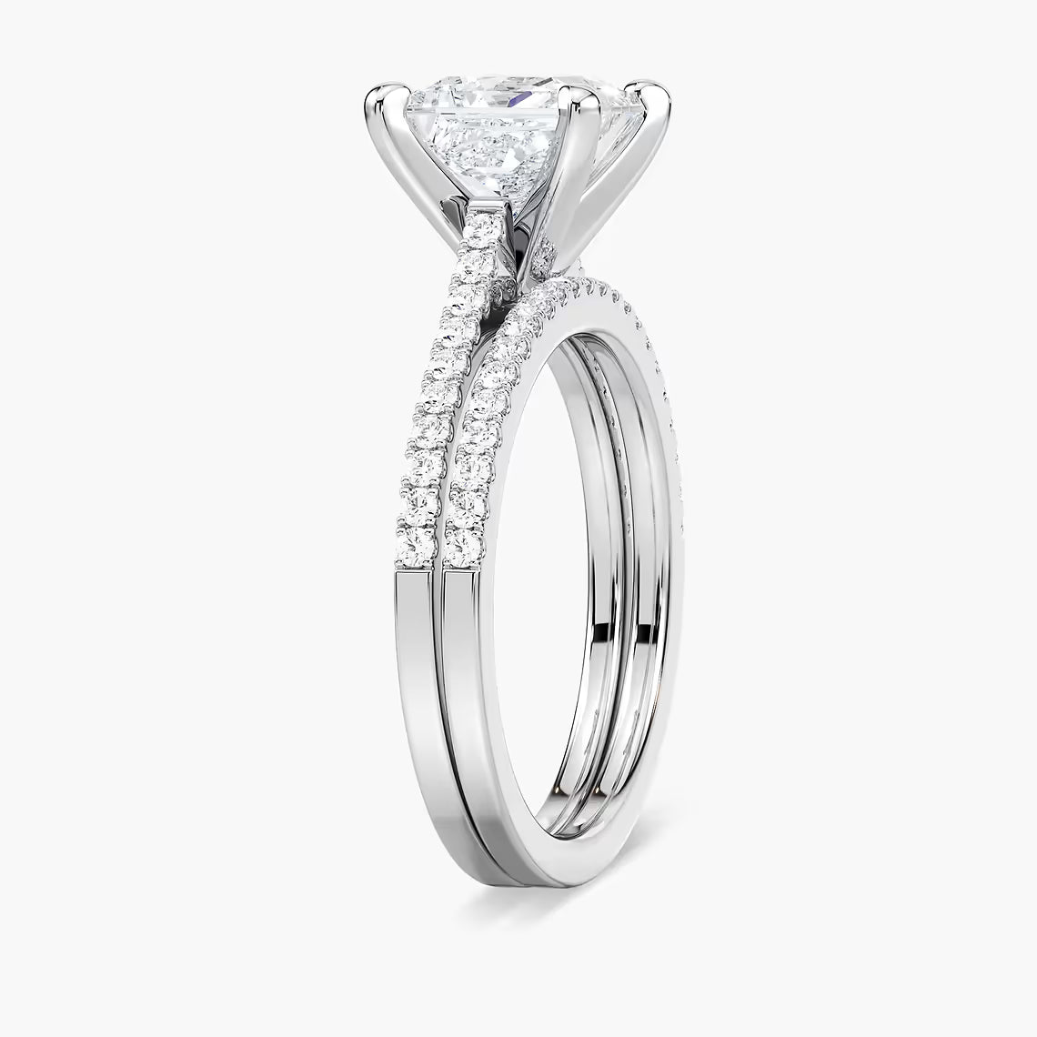 2Carat Princess Cut Solitaire stack ring