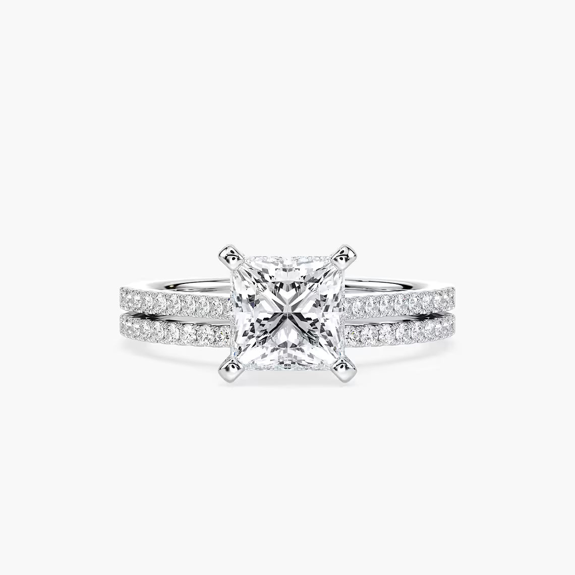 2Carat Princess Cut Solitaire stack ring
