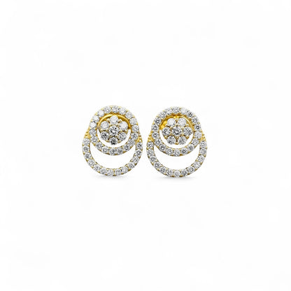 Double Circle Halo Diamond Drop Earrings