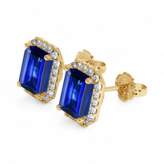 Blue Halo Elegance Diamond Stud Earrings