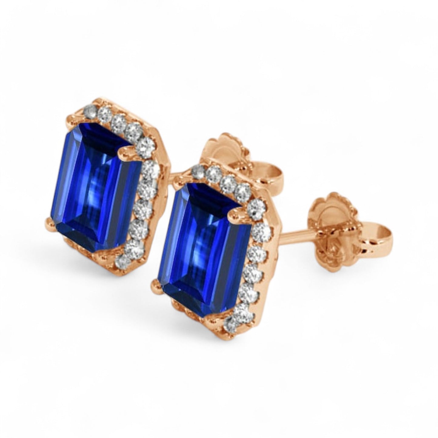 Blue Halo Elegance Diamond Stud Earrings