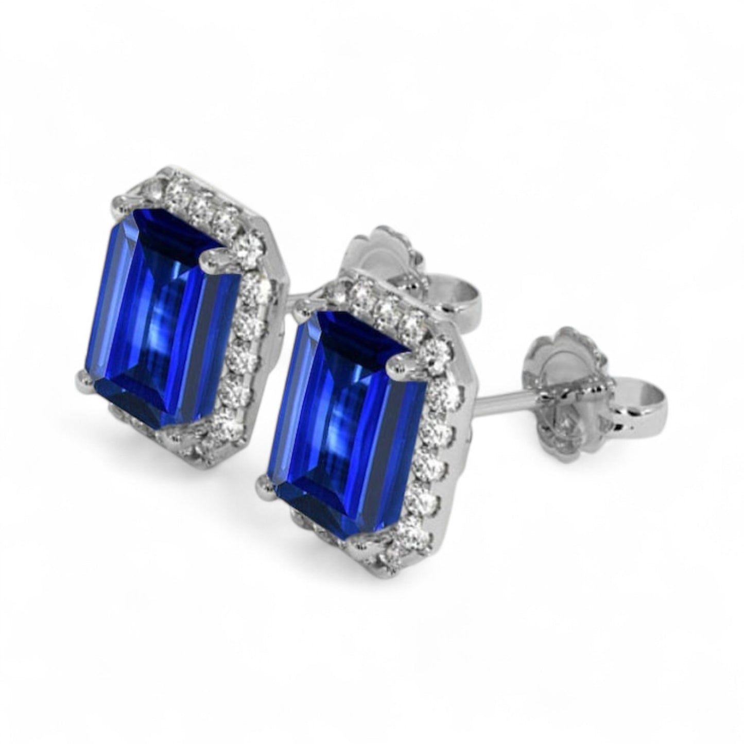 Blue Halo Elegance Diamond Stud Earrings