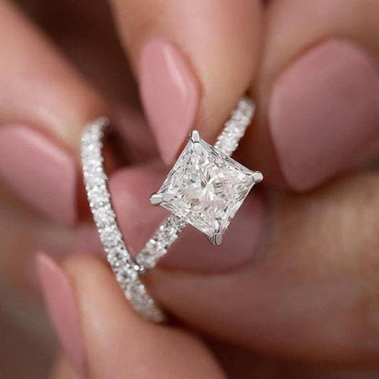 2Carat Princess Cut Solitaire stack ring