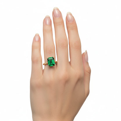 Classic Solitaire Emerald Cut Gemstone Ring