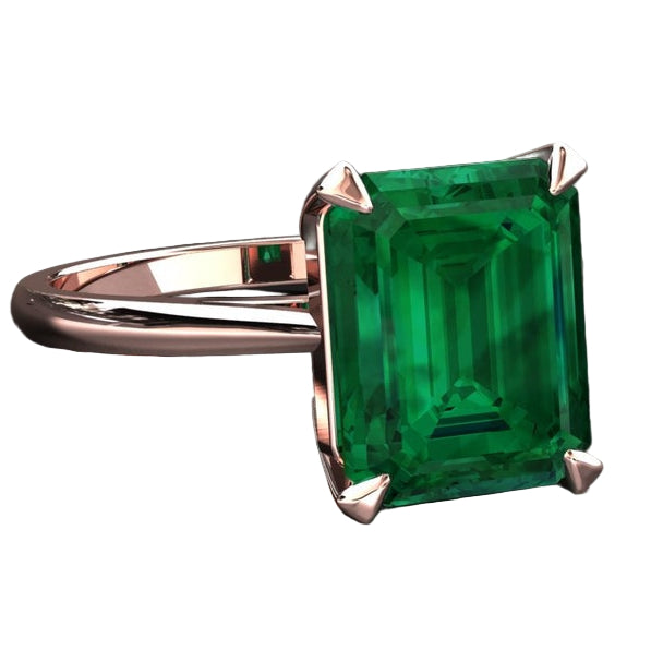 Classic Solitaire Emerald Cut Gemstone Ring