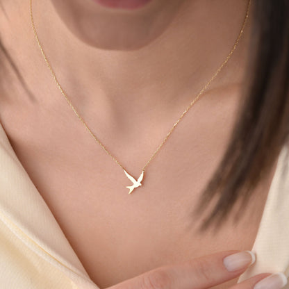 Flying Bird Signify Free Soul Gold Pendant