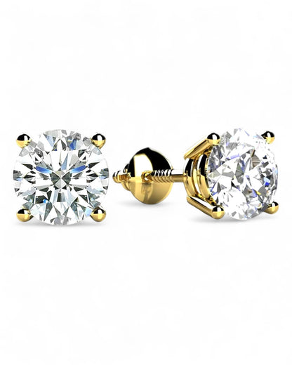 4 Prong Round Solitaire Stud Earrings