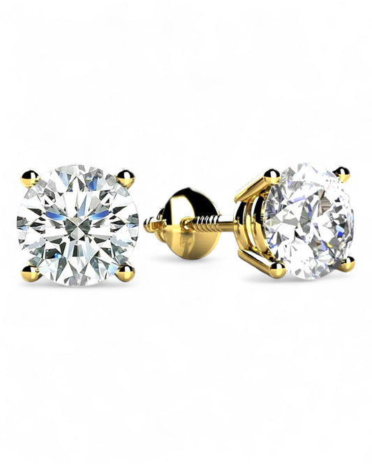 4 Prong Round Solitaire Stud Earrings